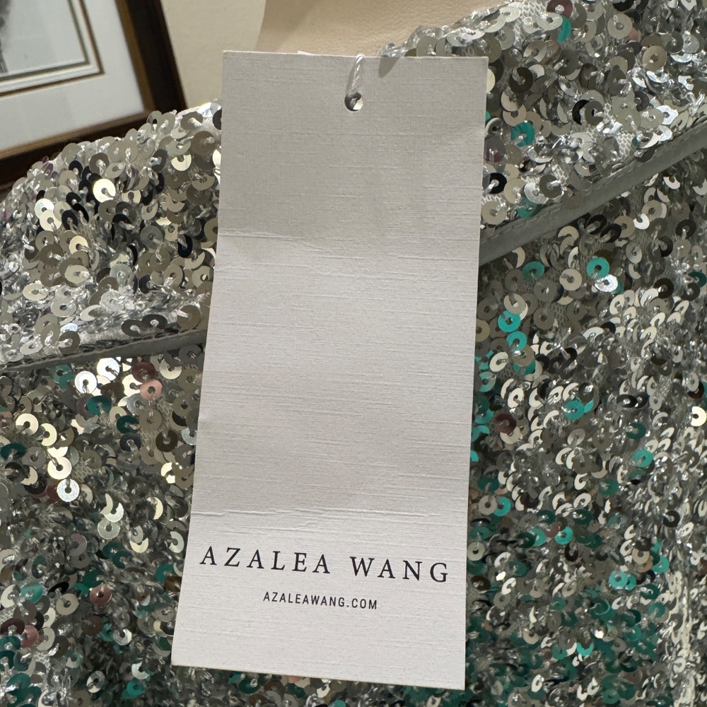 AZALEA WANG  SEQUIN BLAZER JACKET SILVER XL - Picture 11 of 12